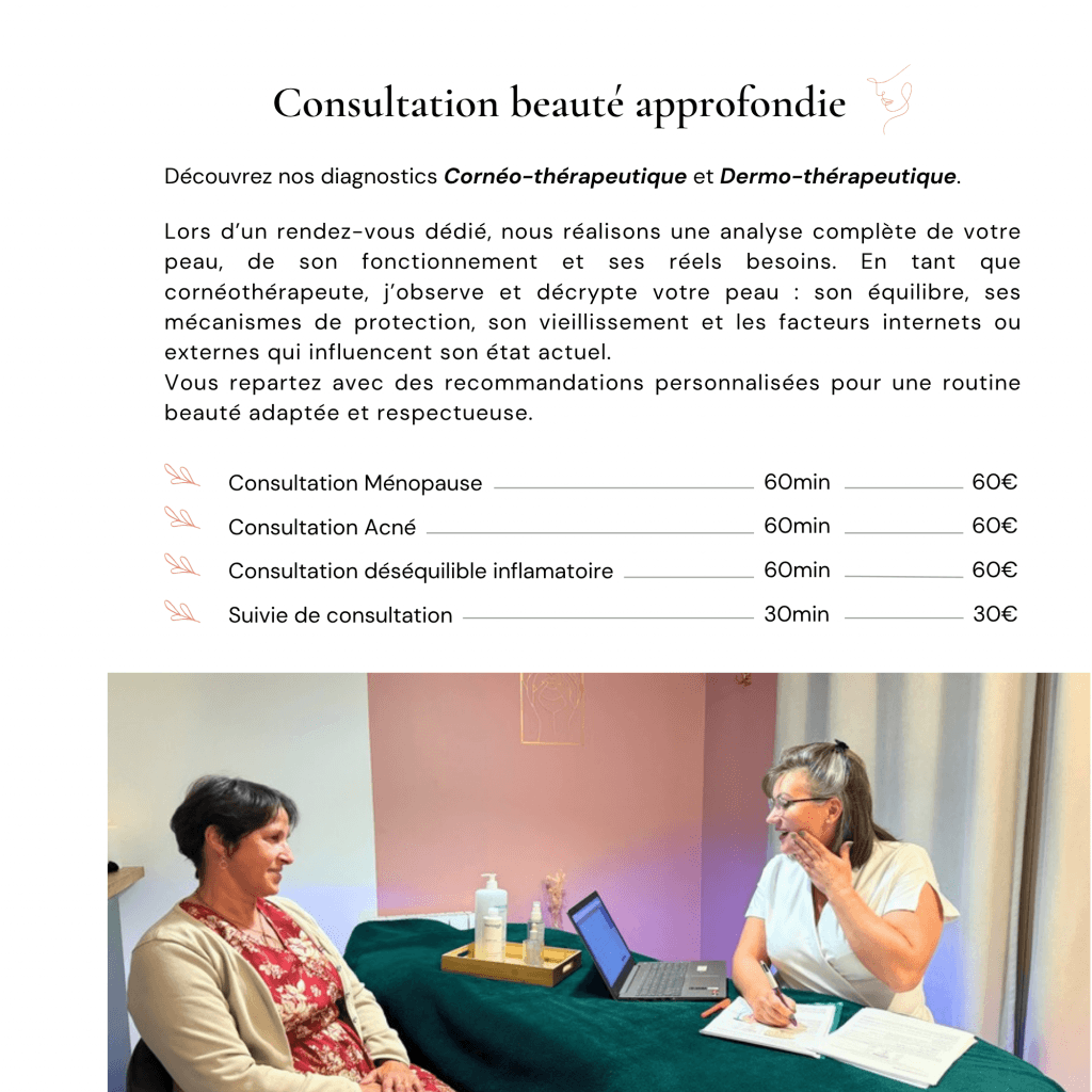 carte de soin visage et corps + tarifs